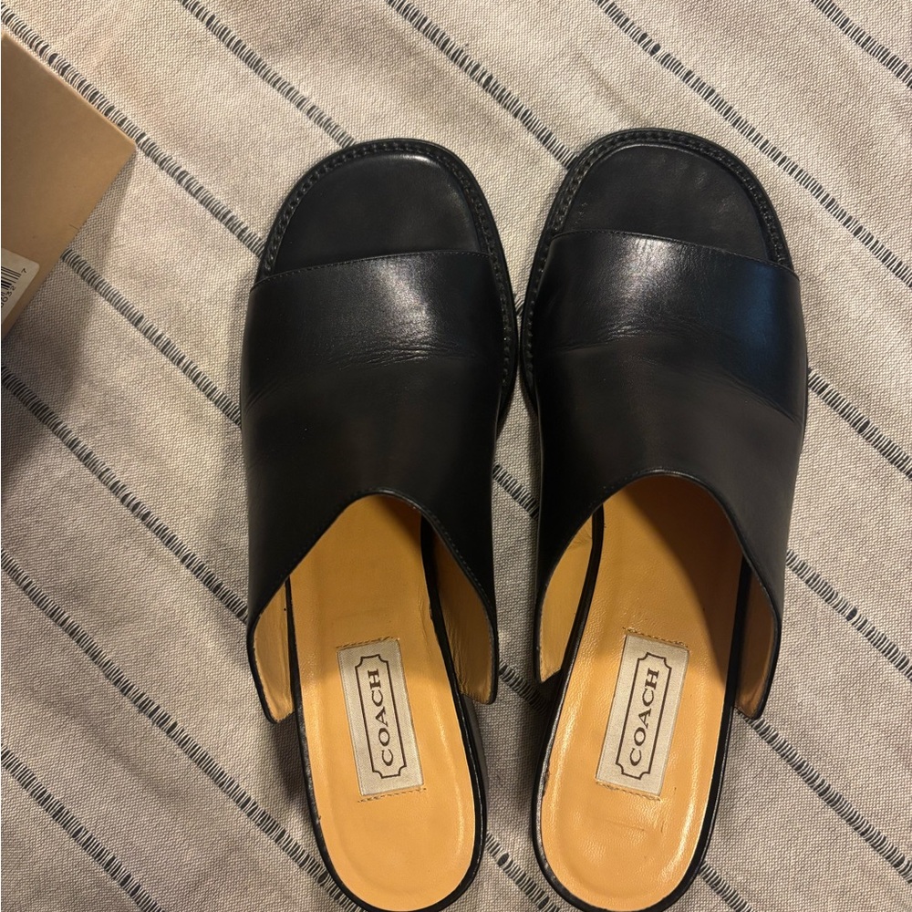 Vintage Coach Black Leather Women's Mules 9.5